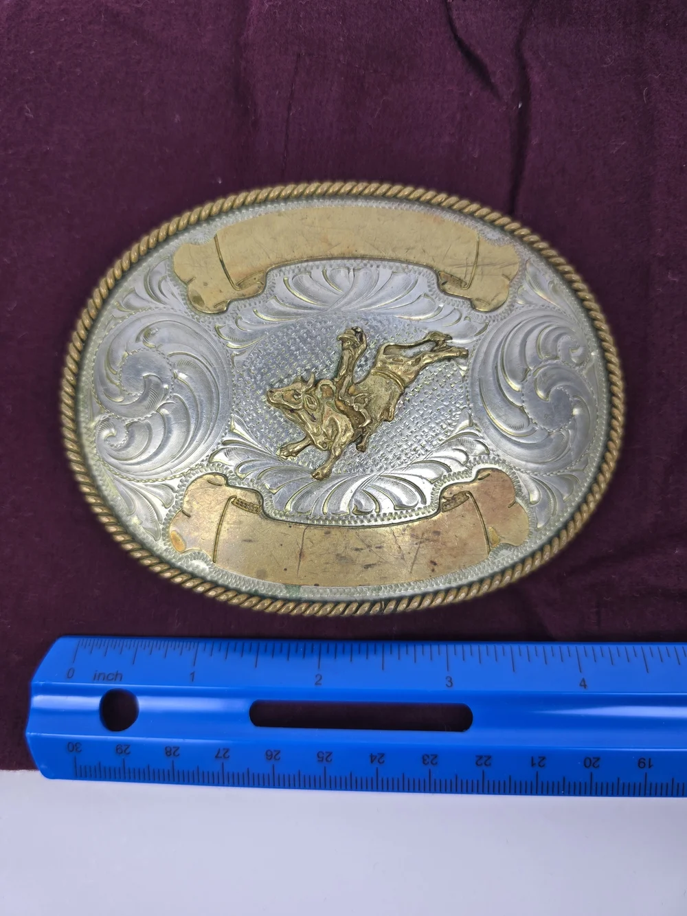 Vintage Montana Silversmiths Michael Rodeo Belt Buckle Bull Rider Gold Silver US
